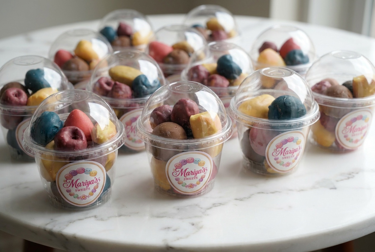 Assorted mix of mini crunchy fruit desserts