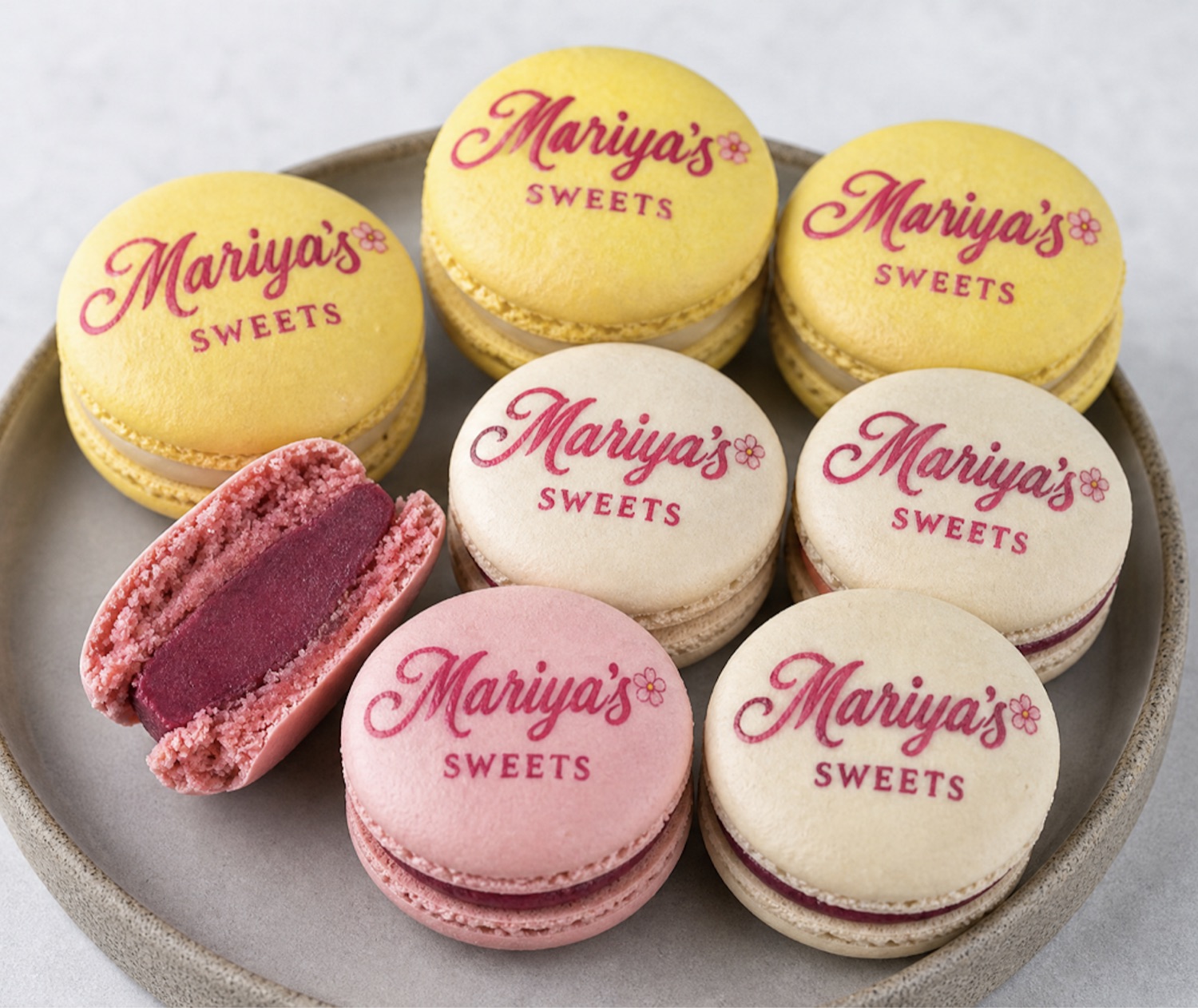 Branded macarons with custom logo
